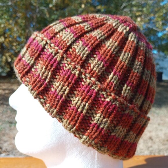 Mens Hipster Wide Cuff Beanie Hat Hand Knit Rib Acrylic Sailor Womens Autumn - Picture 2 of 11